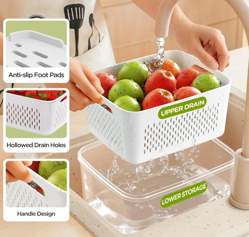 Ventilated Food Storage Containers Set - 2-Pack Fresh Keeper Boxes