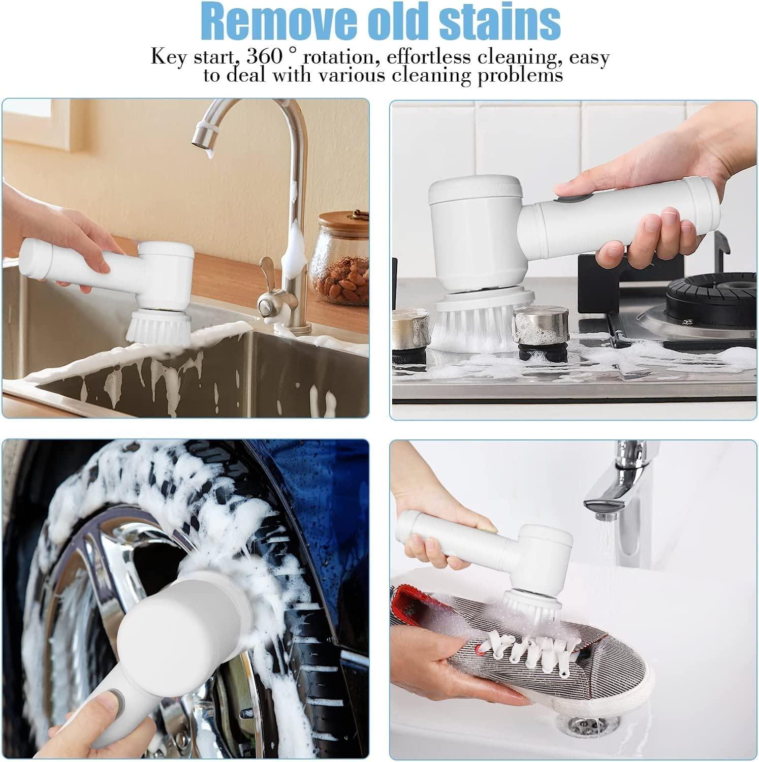 5-in-1 Handheld Bathroom Cleaning Brush - Cordless Power Scrubber