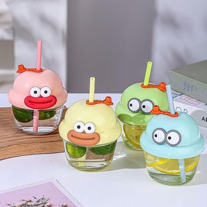 Cartoon Glass Cup - 210 ml Kids Drinking Cup