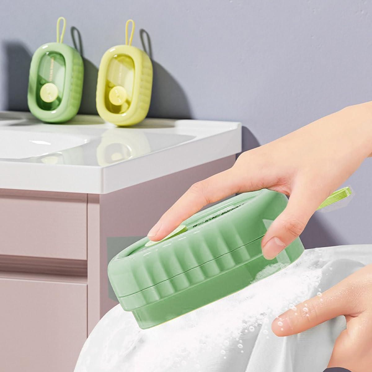 Washing Laundry Brush with Soap Dispenser - Gentle Fabric Cleaner