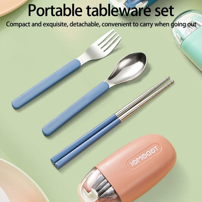 Portable Stainless-Steel Cutlery Set - Spoon & Chopsticks Case