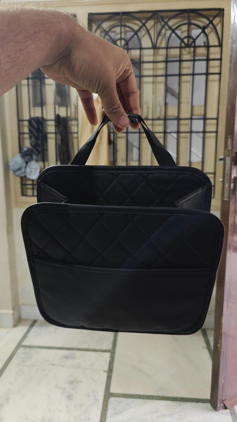 Car Seat Back Hanging Organizer Bag - PU Leather Storage Pocket