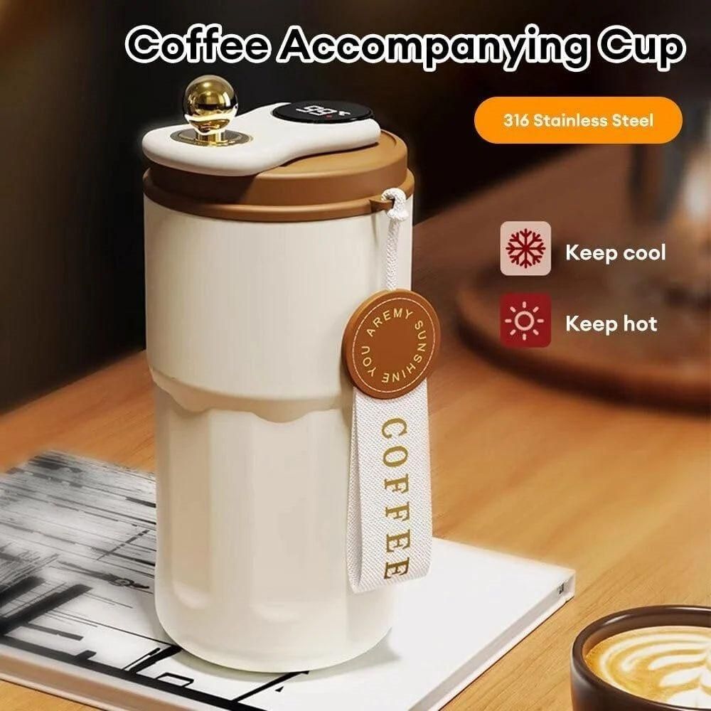 Stainless Steel Vacuum Insulated Coffee Mug - LED Temperature Display