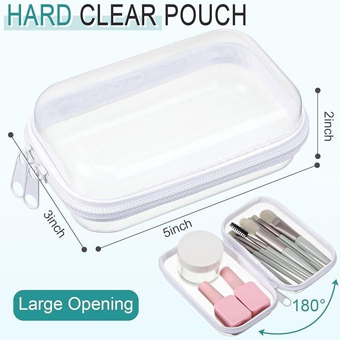 6 Pcs Clear Hard Zipper Pouches - Multipurpose Transparent Storage Set