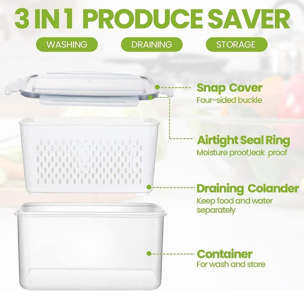 Ventilated Food Storage Containers Set - 2-Pack Fresh Keeper Boxes