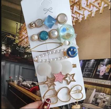 Celestial Pearl Hair Clip Set – Blue Glow Edit (7 Pc)