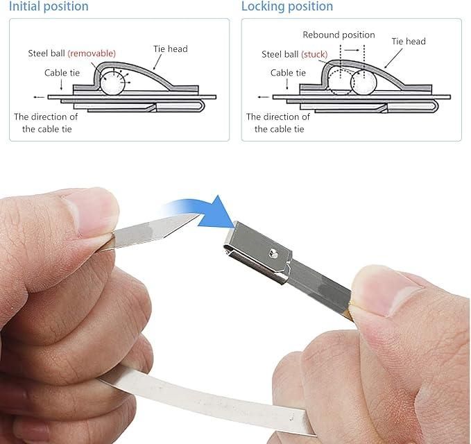 Stainless-Steel Cable Lock Ties - Heavy Duty Secure Straps (Pack of 10)