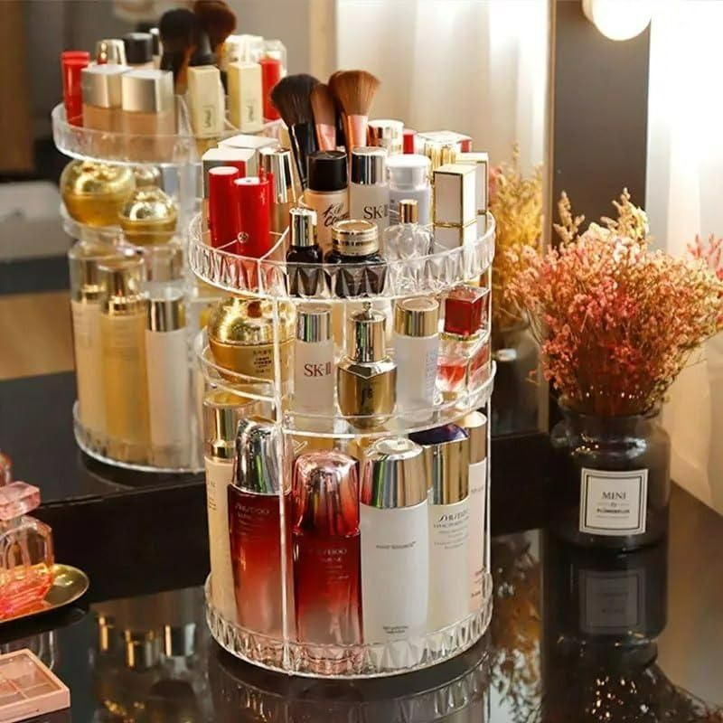Adjustable Makeup Organizer — 360° Rotating Storage Case
