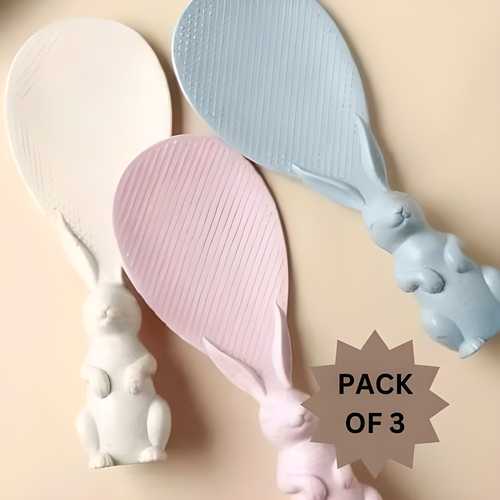 Rabbit Standing Non-Stick Rice Spoon - Vertical Kitchen Server (Pack of 3)