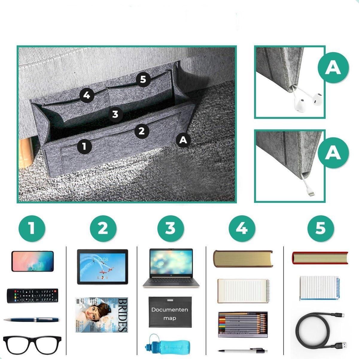 Bedside Storage Organizer – Multi-Pocket Felt Caddy for Books, Tablets, Glasses & Remotes (Assorted)