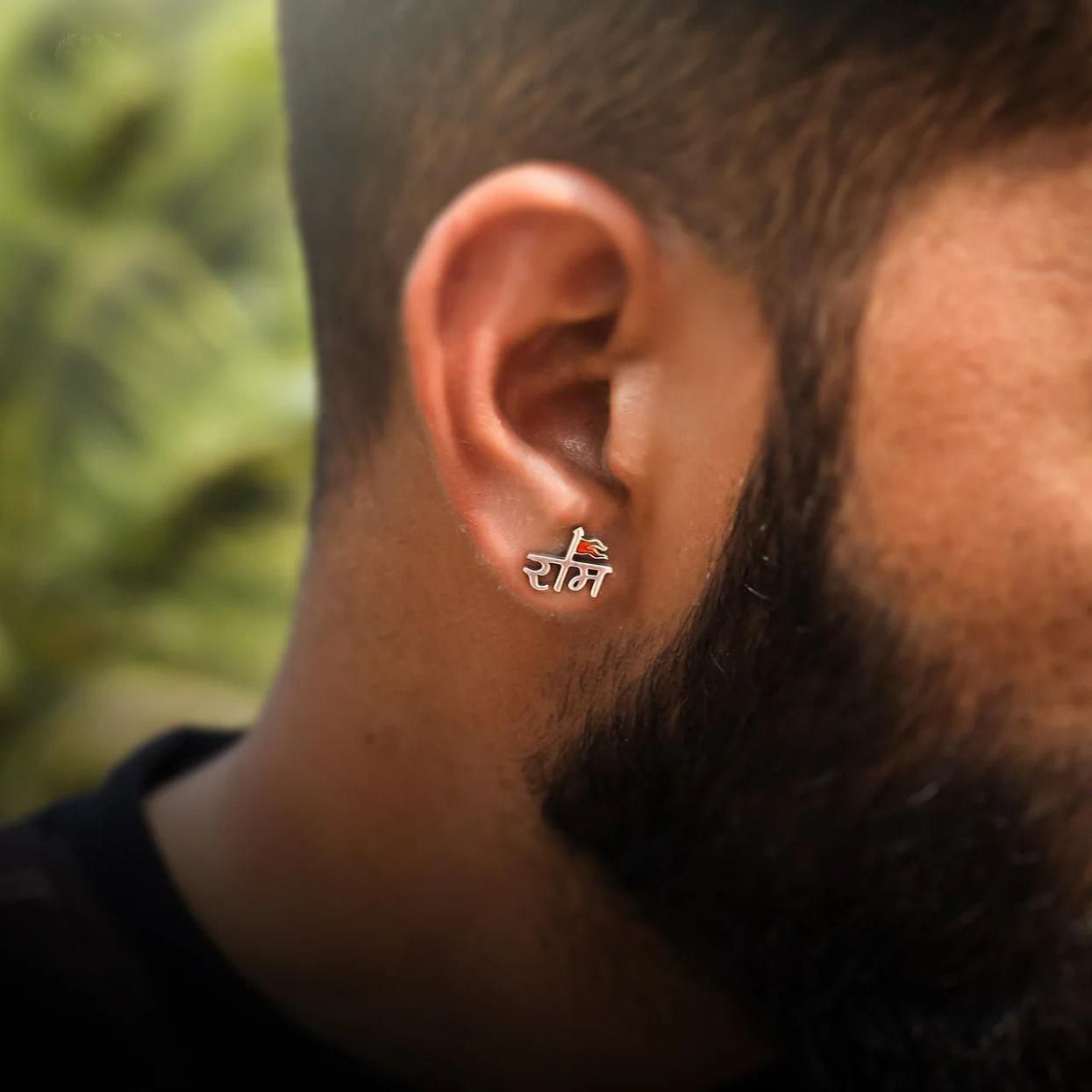 Shree Ram Silver Stud – Single Earring for Men