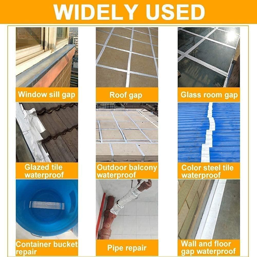 Various waterproofing applications with corresponding labels on a white background.