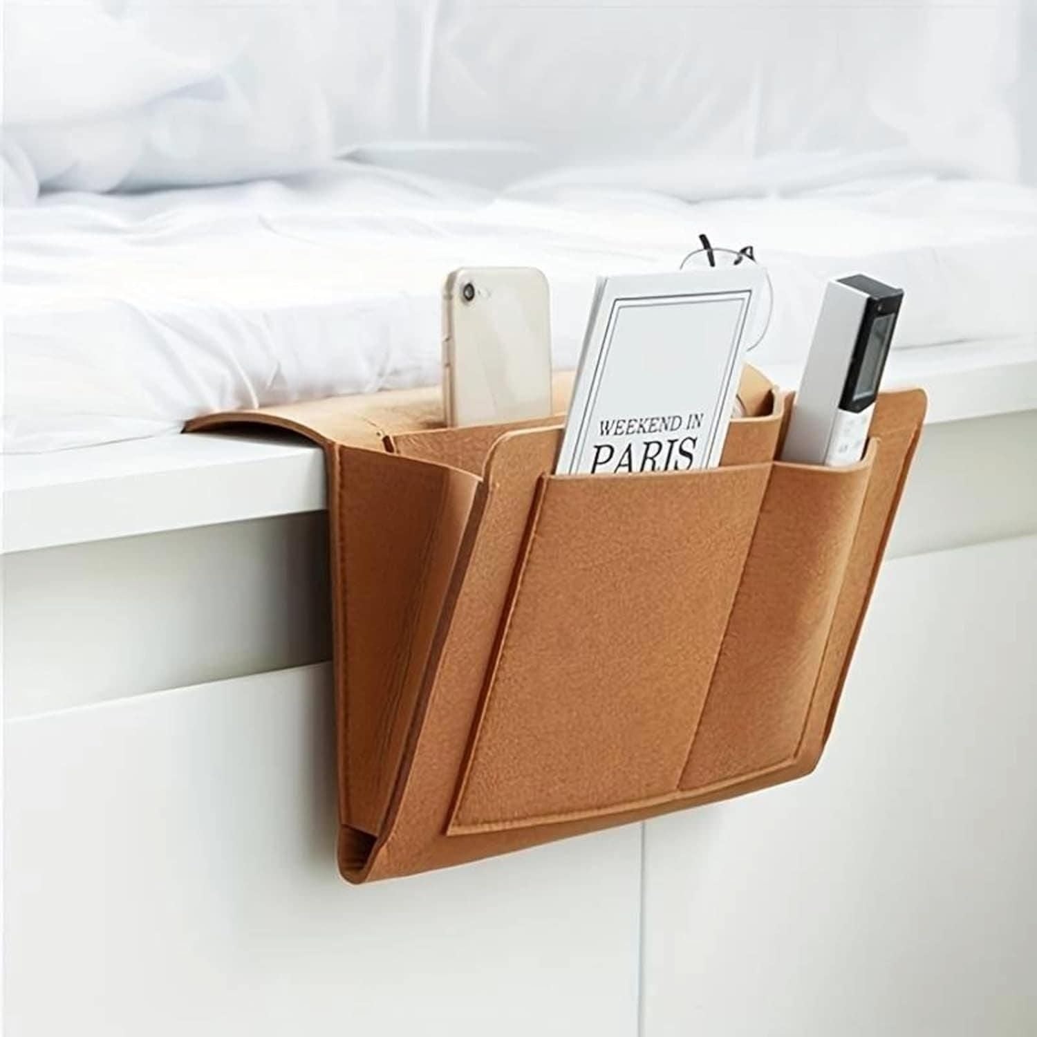Bedside Storage Organizer – Multi-Pocket Felt Caddy for Books, Tablets, Glasses & Remotes (Assorted)