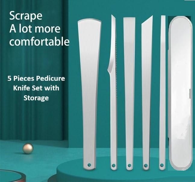 5-Piece Pedicure Knife Set - Stainless Steel with Storage Case