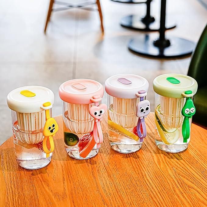 Glass Tumbler with Fruit Infuser Lid & Straw – Reusable Drink Cup for Smoothies, Juices & Iced Tea (1 Pc)