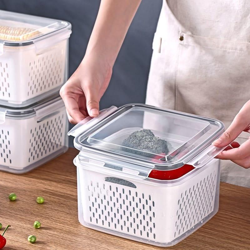 Ventilated Food Storage Containers Set - 2-Pack Fresh Keeper Boxes