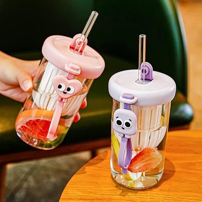 Glass Tumbler with Fruit Infuser Lid & Straw – Reusable Drink Cup for Smoothies, Juices & Iced Tea (1 Pc)