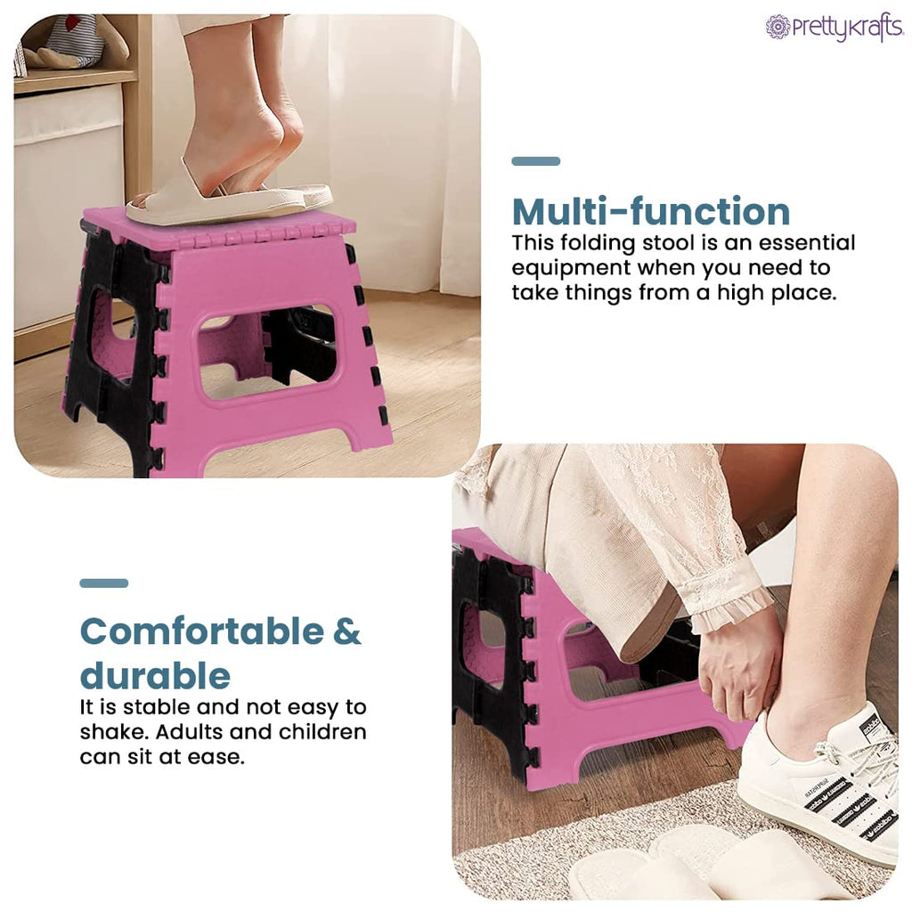 12-Inch Folding Step Stool – Super Strong Portable Plastic Stool for Adults & Kids, Kitchen & Garden Use (1 Pc)