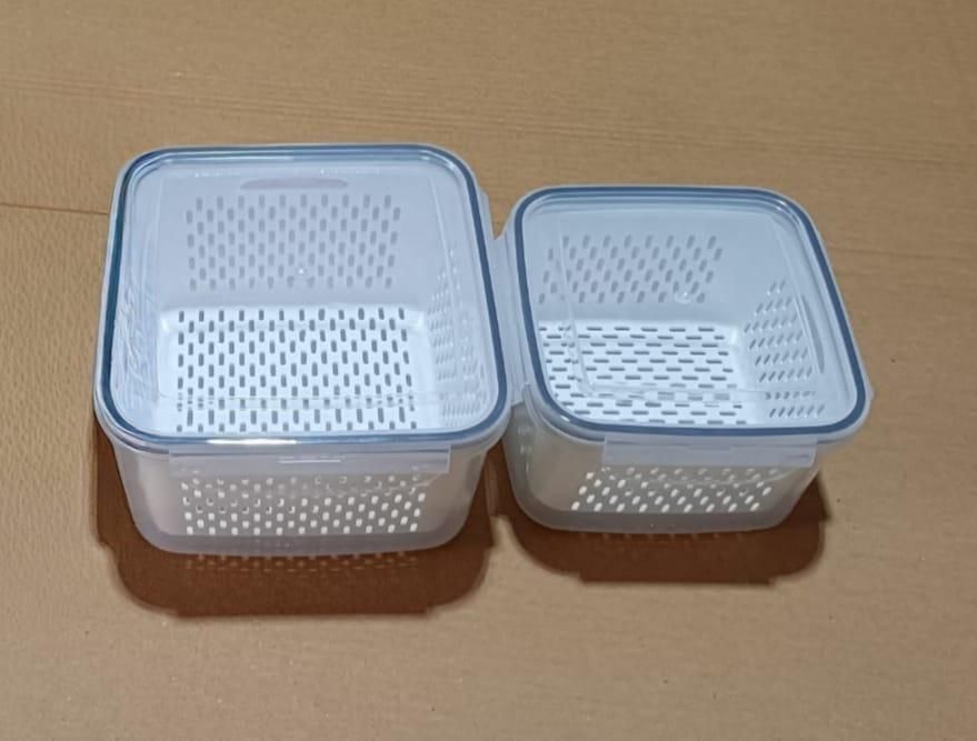 Ventilated Food Storage Containers Set - 2-Pack Fresh Keeper Boxes