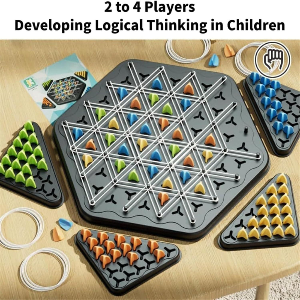 Chain Triangle Chess Game – Strategy Board Game for Kids & Adults, Rubber Band Action Puzzle (1 Pc)