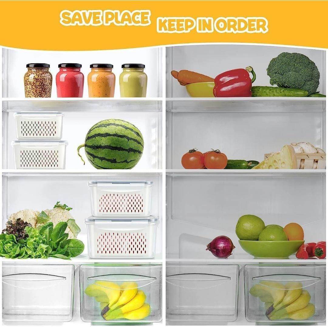 Ventilated Food Storage Containers Set - 2-Pack Fresh Keeper Boxes