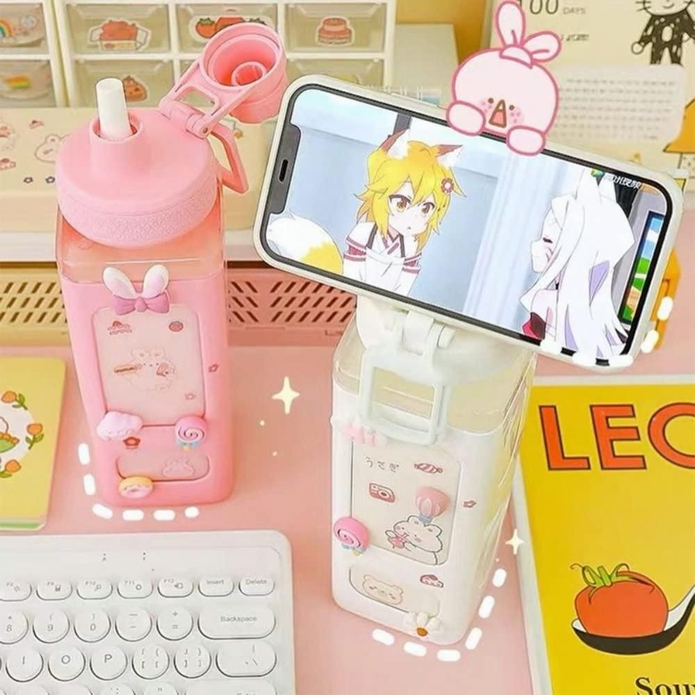 700ml Kawaii Water Bottle with Lid and Straw – Leakproof, Portable & Cute Design