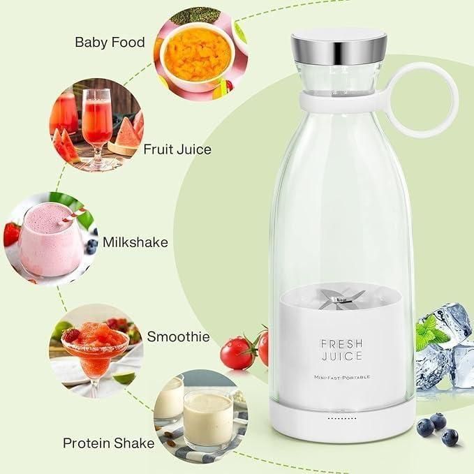 Portable Mini Juice Blender - USB Rechargeable 380ml Travel Mixer