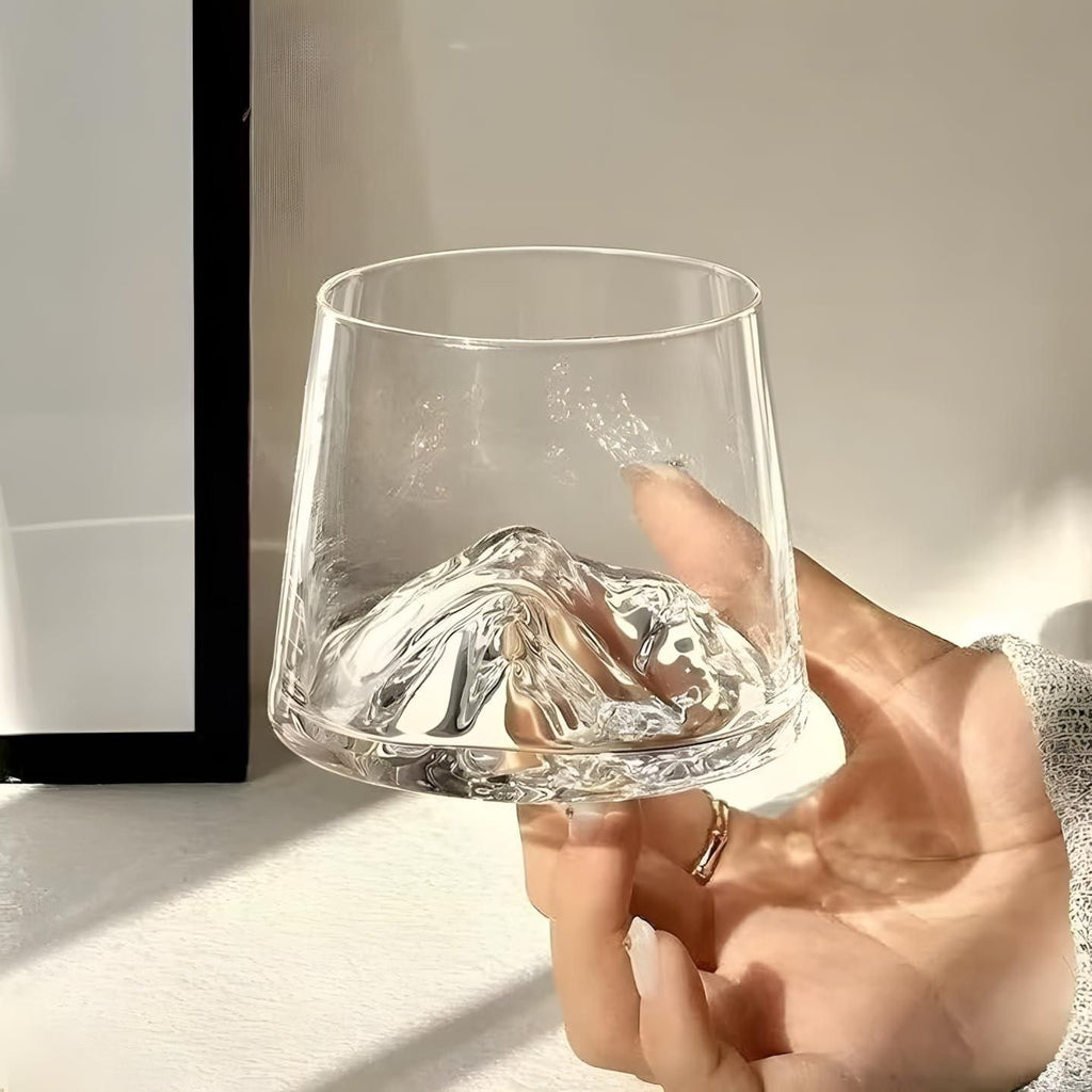 Japanese Mount Fuji Whiskey Glass – Elegant Crystal Drinkware for Whiskey, Cocktails & Wine (1 Pc)