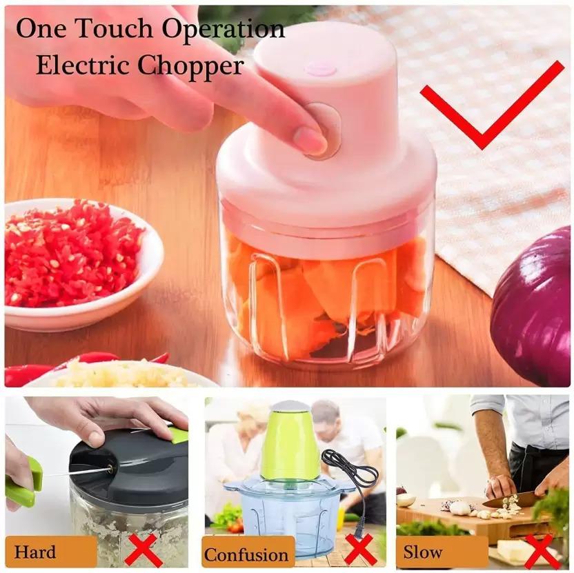 Mini Electric Vegetable Chopper - Compact 250ml Garlic & Food Processor