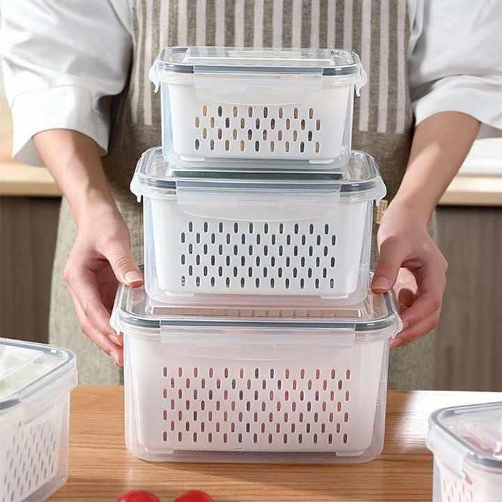 Ventilated Food Storage Containers Set - 2-Pack Fresh Keeper Boxes