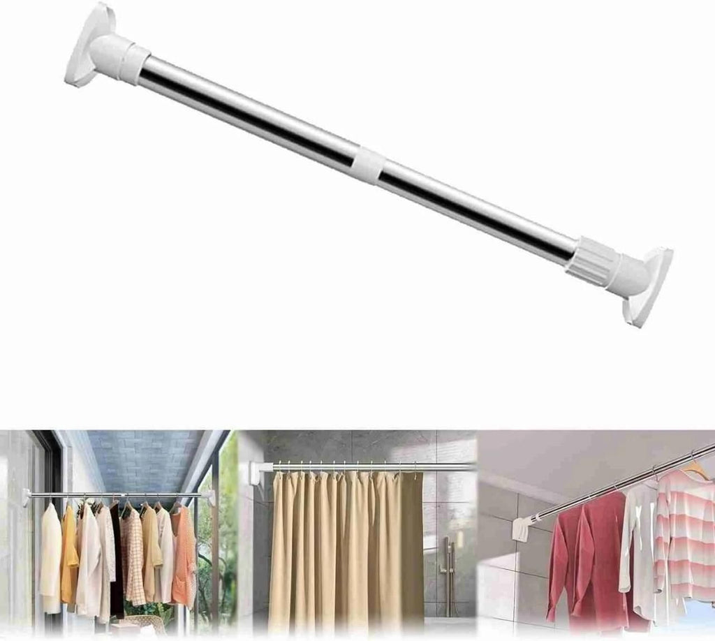 Drill-Free Adjustable Tension Rod – Stainless Steel Curtain & Shower Rod for Doors, Windows, Bathrooms (1 Pc)