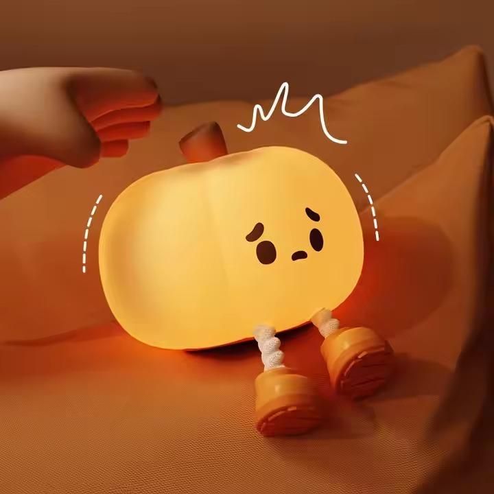 Sad Pumpkin Silicone Lamp – Rechargeable Pat Light (1 Pc)