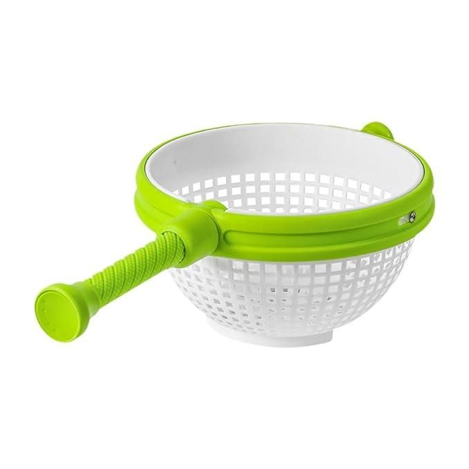 Spinning & Straining Salad Colander – Rotating Basket with Drain Holes & Non-Slip Handle (1 Pc)