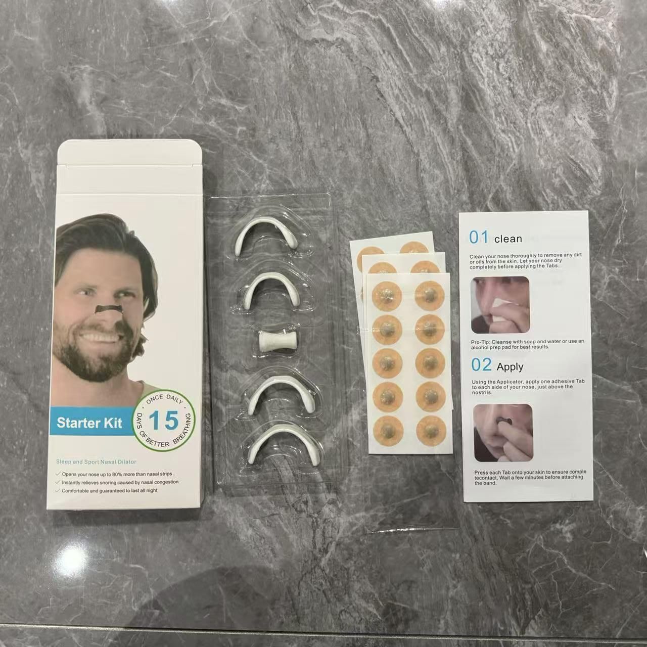 Breathing Nasal Strip Starter Kit – Silicone Dilator + 15 Adhesive Tabs