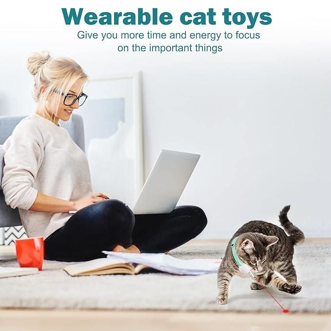 Pet Laser Collar – Rechargeable LED Cat Toy for Indoor Play, Hands-Free Interactive Teasing Game (1 Pc)