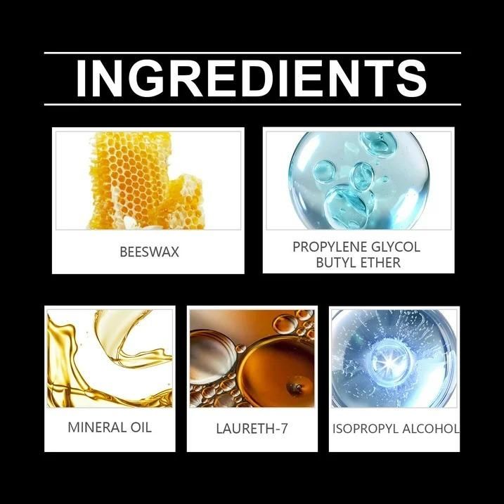 List of ingredients with corresponding images and names on a black background