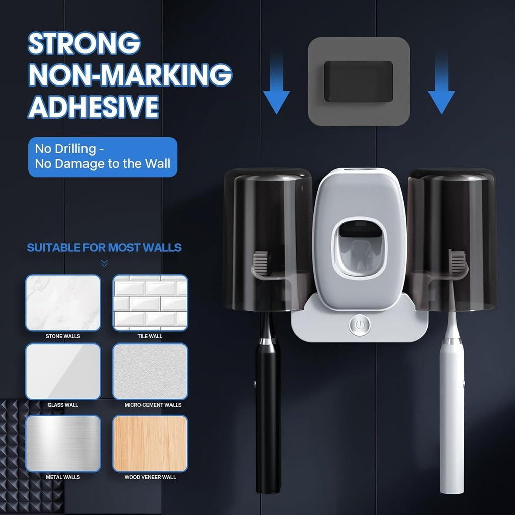 Wall-Mounted Toothbrush Holder with Dispenser Set