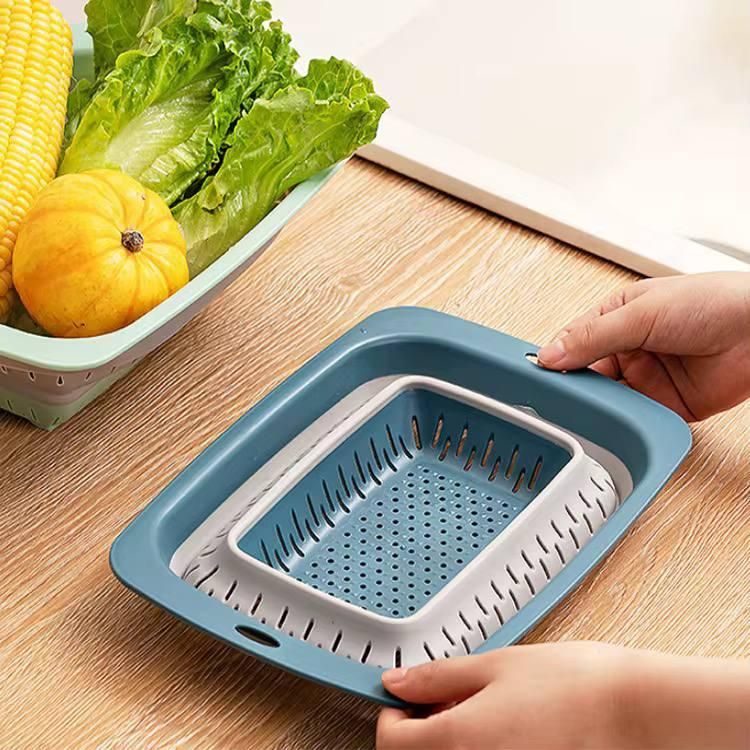 2-in-1 Silicone Washing Basket - Foldable Colander & Drainer