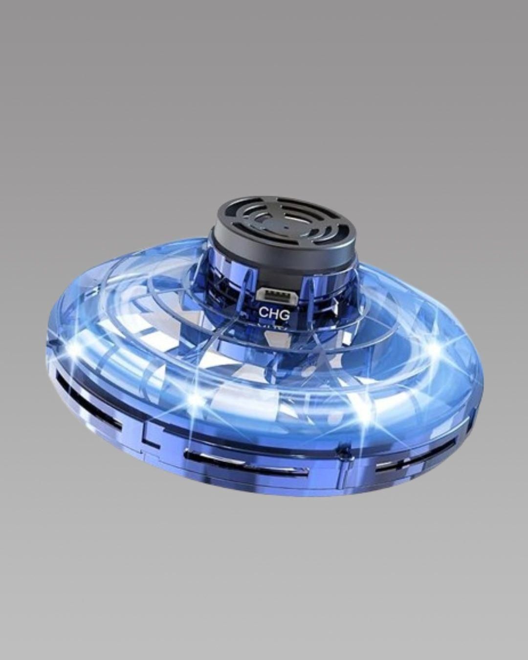 Flying spinner toy with RGB lights and enclosed propeller