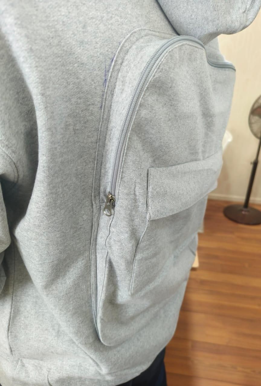 Men’s Solid Zip-Up Hoodie - Backpack Pocket Design