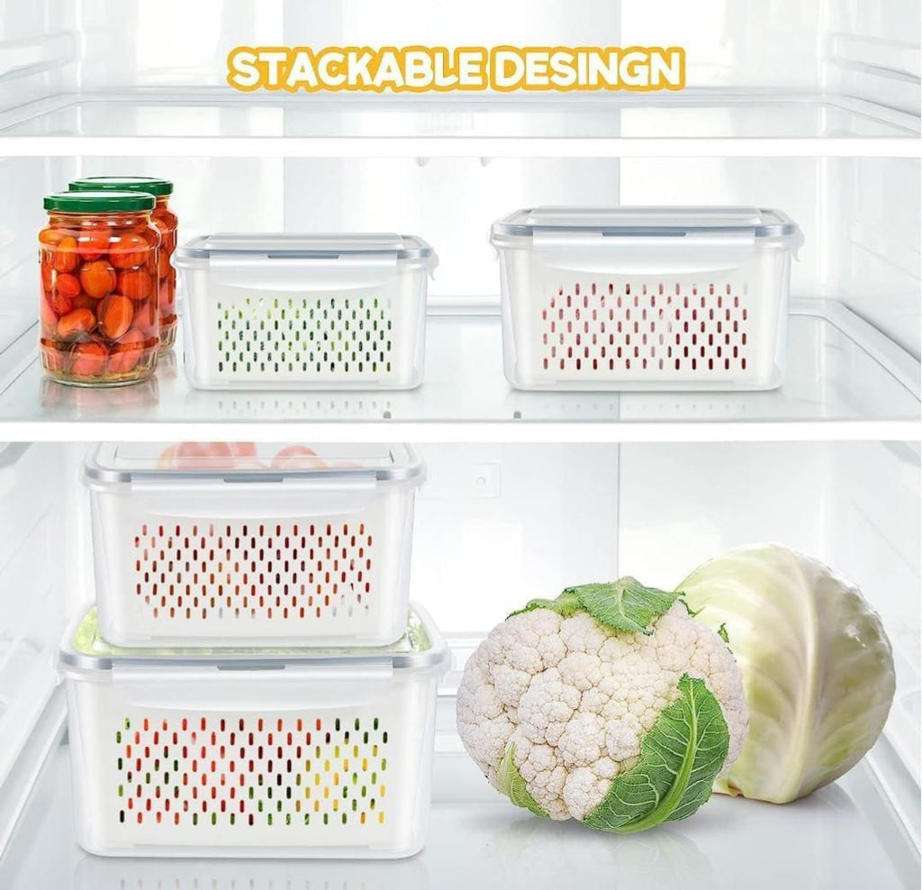 Ventilated Food Storage Containers Set - 2-Pack Fresh Keeper Boxes