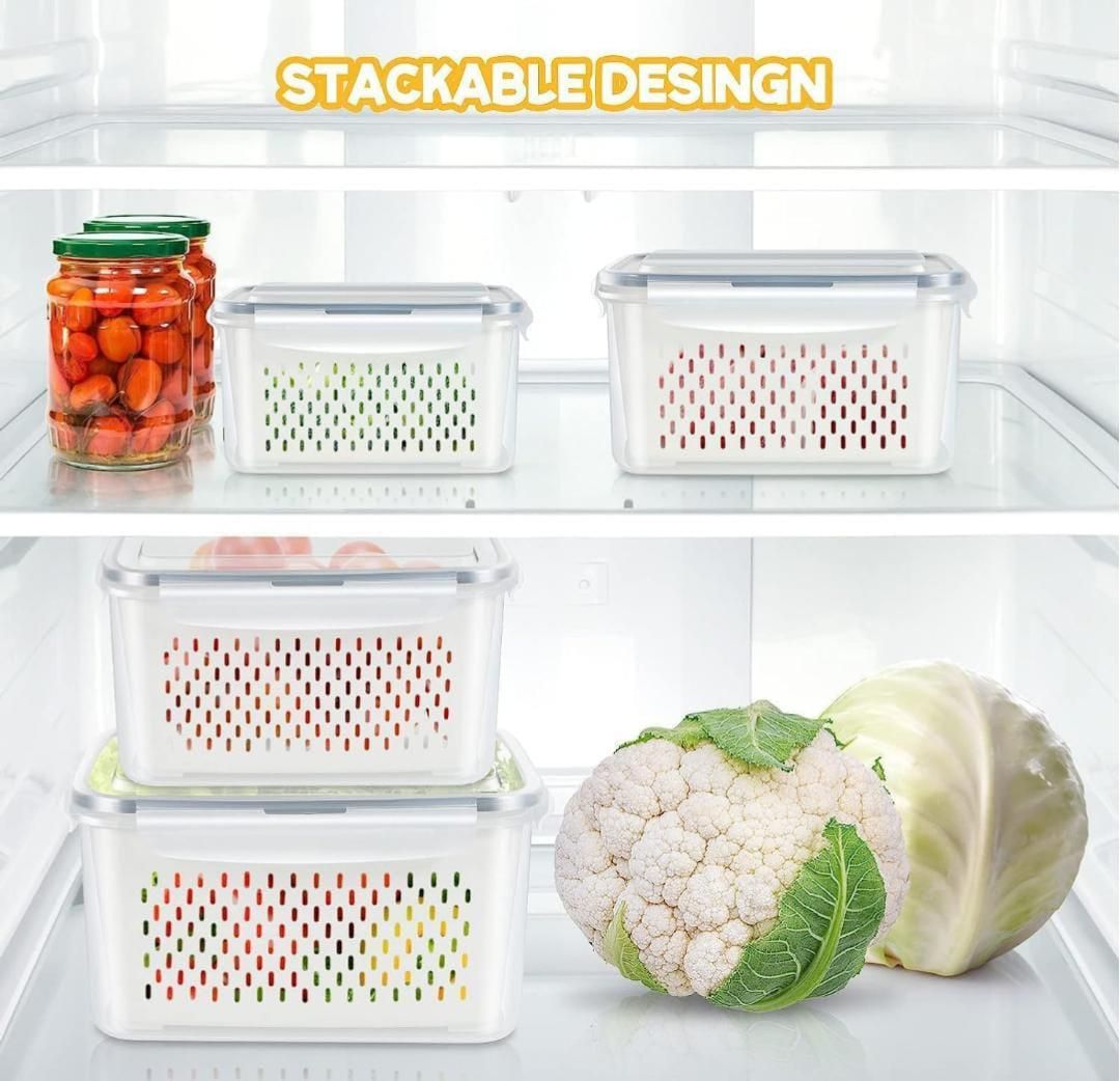 Ventilated Food Storage Containers Set - 2-Pack Fresh Keeper Boxes