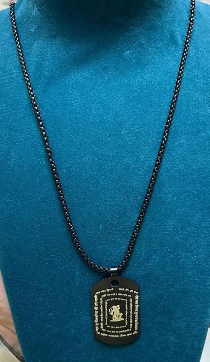 Hanuman Chalisa Pendant Necklace – Stainless Steel with Chain