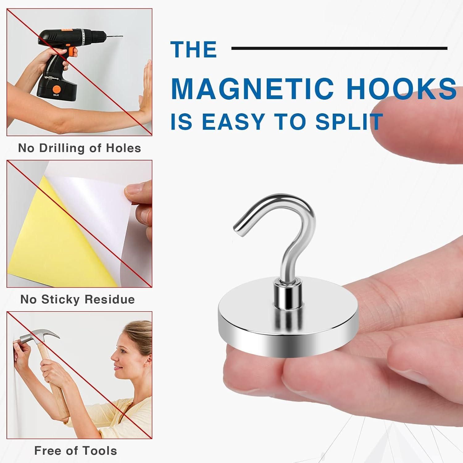Magnetic Hooks (Pack of 4) – Heavy-Duty Stainless Steel for Kitchen, Office, and Storage Organization