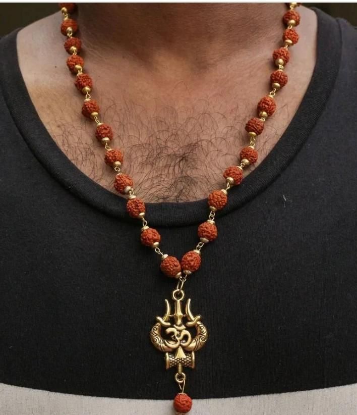 Panchmukhi Rudraksha Trishool Mala – OM + Shiva Energy (1 Pc) Bold devotion. Rooted power. A sacred drop for modern men.