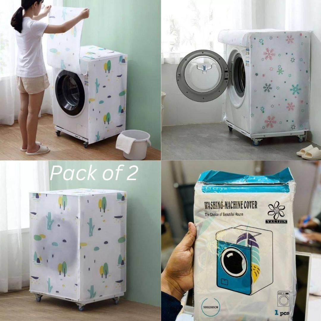 Folding Washing Machine Cover (Pack of 2) – Dustproof, Waterproof Protective Cover for Front & Top Load Machines