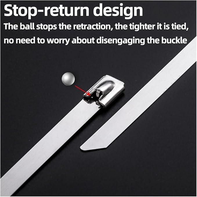 Stainless-Steel Cable Lock Ties - Heavy Duty Secure Straps (Pack of 10)