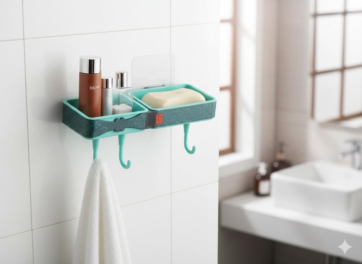 Wall-Mounted Dual Compartment Bathroom Shel