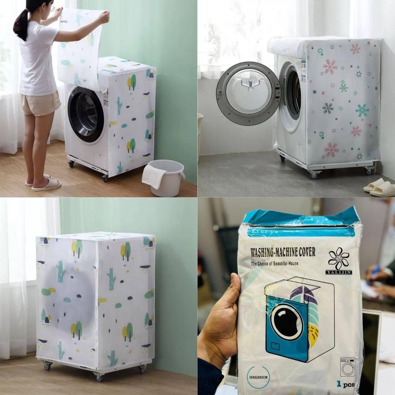 Folding Washing Machine Cover (Pack of 2) – Dustproof, Waterproof Protective Cover for Front & Top Load Machines