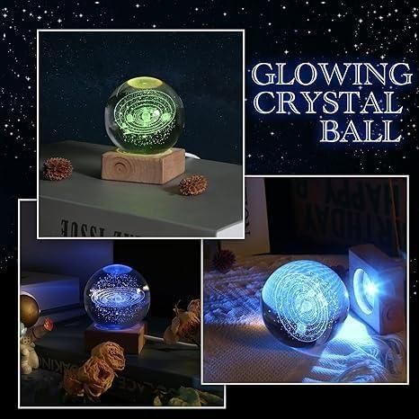 USB-powered crystal night lamp glowing in 16 LED colors